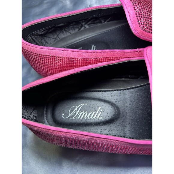 Amali Men’s Dazzle Fuchsia Sparkly Loafers Dress Shoes Pink Rhinestone Size 10 - Picture 6 of 10